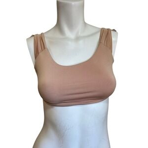 Nicole Issacs x Naked Wardrobe Tan Nude Bikini Top sz S New NWT